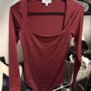 Elegant Long Sleeve Burgundy Bodysuit